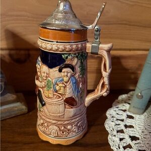 Vintage Ceramic Beer Stein with Lid